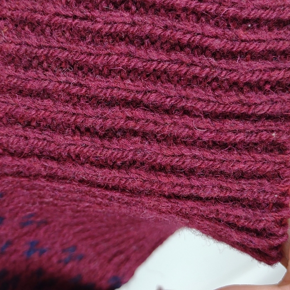 Environmental Clothing Co Deep Red/Navy Wool Blend LS Crewneck Pullover Sweater - Picture 6 of 8